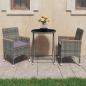 Preview: 3-tlg. Bistro-Set Poly Rattan und Hartglas Grau