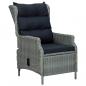 Preview: ARDEBO.de - Verstellbarer Gartensessel mit Auflagen Poly Rattan Hellgrau