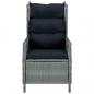 Preview: Verstellbarer Gartensessel mit Auflagen Poly Rattan Hellgrau