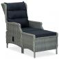 Preview: ARDEBO.de - Verstellbarer Gartensessel mit Fußhocker Poly Rattan Hellgrau