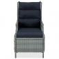 Preview: Verstellbarer Gartensessel mit Fußhocker Poly Rattan Hellgrau
