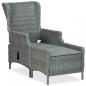 Preview: Verstellbarer Gartensessel mit Fußhocker Poly Rattan Hellgrau