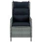 Preview: Verstellbarer Gartensessel mit Fußhocker Poly Rattan Hellgrau