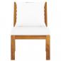 Preview: 3-tlg. Garten-Lounge-Set mit Creme Kissen Akazie Massivholz