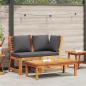 Preview: ARDEBO.de - 3-tlg. Garten-Lounge-Set mit Dunkelgrauem Kissen Akazienholz