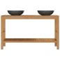 Preview: Waschtisch Massivholz Teak mit Waschbecken Marmor Schwarz