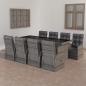 Preview: 9-tlg. Garten-Essgruppe mit Kissen Poly Rattan Grau