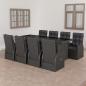 Preview: 9-tlg. Garten-Essgruppe mit Kissen Poly Rattan Schwarz