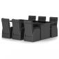 Preview: 7-tlg. Garten-Essgruppe mit Auflagen Poly Rattan Schwarz