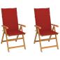 Preview: ARDEBO.de - Gartenstühle 2 Stk. mit Roten Kissen Massivholz Teak