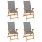 Preview: ARDEBO.de - Gartenstühle 4 Stk. mit Grauen Kissen Massivholz Teak