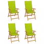 Preview: ARDEBO.de - Gartenstühle 4 Stk. mit Hellgrünen Kissen Massivholz Teak