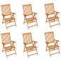 Preview: Gartenstühle 6 Stk. mit Hellgrünen Kissen Massivholz Teak