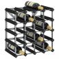 Preview: ARDEBO.de - Weinregal für 20 Flaschen Schwarz Massivholz Kiefer