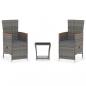 Preview: 3-tlg. Garten-Lounge-Set mit Kissen Poly Rattan Grau