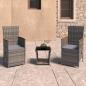Preview: 3-tlg. Garten-Lounge-Set mit Kissen Poly Rattan Grau
