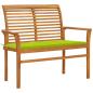 Preview: Gartenbank mit Hellgrüner Auflage 112 cm Massivholz Teak
