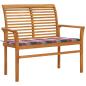 Preview: Gartenbank Rote Karomuster-Auflage 112 cm Massivholz Teak 