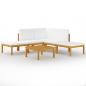 Preview: ARDEBO.de - 6-tlg. Garten-Lounge-Set mit Kissen Creme Massivholz Akazie