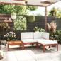 Preview: 4-tlg. Garten-Lounge-Set mit Kissen Cremeweiß Massivholz Akazie