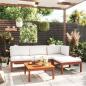 Preview: 5-tlg. Garten-Lounge-Set mit Kissen Cremeweiß Massivholz Akazie