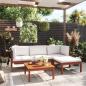Preview: 5-tlg. Garten-Lounge-Set mit Kissen Cremeweiß Massivholz Akazie