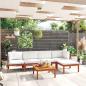 Preview: 6-tlg. Garten-Lounge-Set mit Kissen Cremeweiß Massivholz Akazie