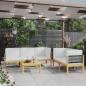 Preview: ARDEBO.de - 6-tlg. Garten-Lounge-Set mit Kissen Cremeweiß Massivholz Akazie