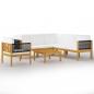 Preview: ARDEBO.de - 7-tlg. Garten-Lounge-Set mit Kissen Cremeweiß Massivholz Akazie