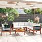 Preview: 7-tlg. Garten-Lounge-Set mit Kissen Cremeweiß Massivholz Akazie