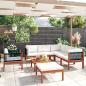 Preview: 8-tlg. Garten-Lounge-Set mit Kissen Cremeweiß Massivholz Akazie
