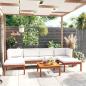 Preview: 7-tlg. Garten-Lounge-Set mit Kissen Cremeweiß Massivholz Akazie