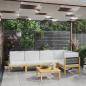 Preview: ARDEBO.de - 6-tlg. Garten-Lounge-Set mit Kissen Cremeweiß Massivholz Akazie