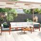 Preview: 7-tlg. Garten-Lounge-Set mit Kissen Cremeweiß Massivholz Akazie