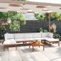 Preview: 8-tlg. Garten-Lounge-Set mit Kissen Cremeweiß Massivholz Akazie