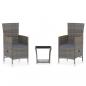 Preview: 3-tlg. Garten-Lounge-Set mit Kissen Poly Rattan Grau