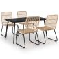 Preview: 5-tlg. Garten-Essgruppe Poly Rattan und Glas