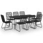 Preview: 9-tlg. Garten-Essgruppe Poly Rattan und Glas
