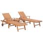 Preview: Sonnenliegen 2 Stk. mit Tisch Massivholz Teak