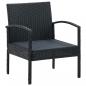 Preview: Gartenstuhl mit Kissen Poly Rattan Schwarz