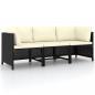 Preview: ARDEBO.de - 3-Sitzer-Gartensofa mit Auflagen Schwarz Poly Rattan