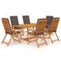Preview: 7-tlg. Garten-Essgruppe mit Grauen Kissen Massivholz Teak
