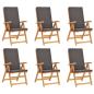 Preview: 7-tlg. Garten-Essgruppe mit Grauen Kissen Massivholz Teak
