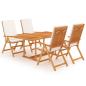 Preview: 5-tlg. Garten-Essgruppe mit Kissen Massivholz Teak
