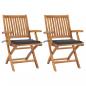 Preview: ARDEBO.de - Gartenstühle 2 Stk. mit Anthrazit Kissen Massivholz Teak