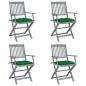 Preview: ARDEBO.de - Klappbare Gartenstühle 4 Stk. mit Kissen Massivholz Akazie