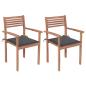 Preview: ARDEBO.de - Gartenstühle 2 Stk. mit Anthrazit Kissen Massivholz Teak