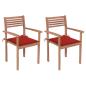 Preview: ARDEBO.de - Gartenstühle 2 Stk. mit Roten Kissen Massivholz Teak