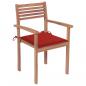 Preview: Gartenstühle 2 Stk. mit Roten Kissen Massivholz Teak