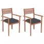 Preview: ARDEBO.de - Gartenstühle 2 Stk. mit Anthrazit Kissen Massivholz Teak